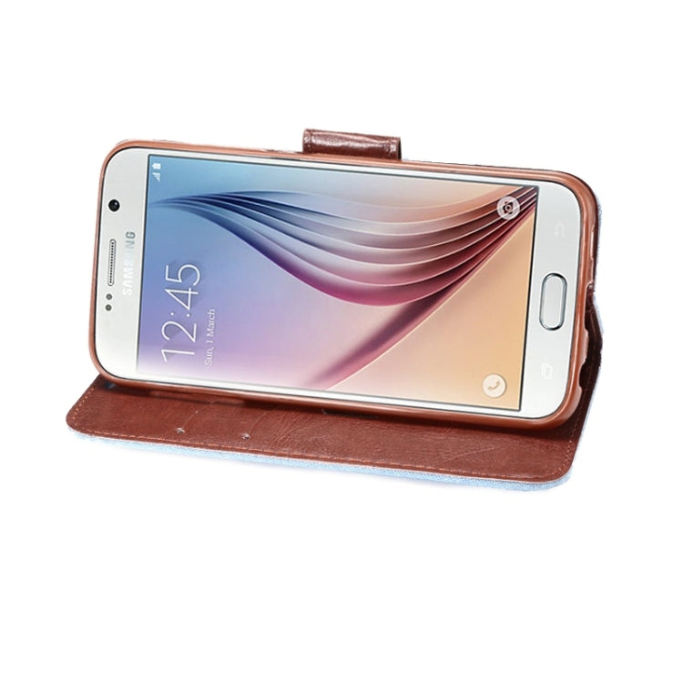 For Galaxy S6 Denim Texture Leather Case with Holder & Card Slots
