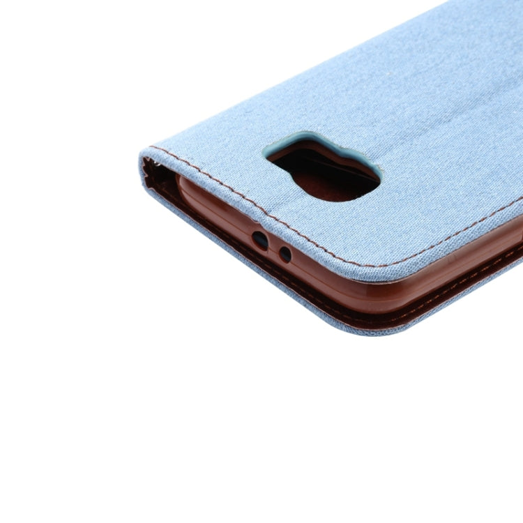 For Galaxy S6 Denim Texture Leather Case with Holder & Card Slots