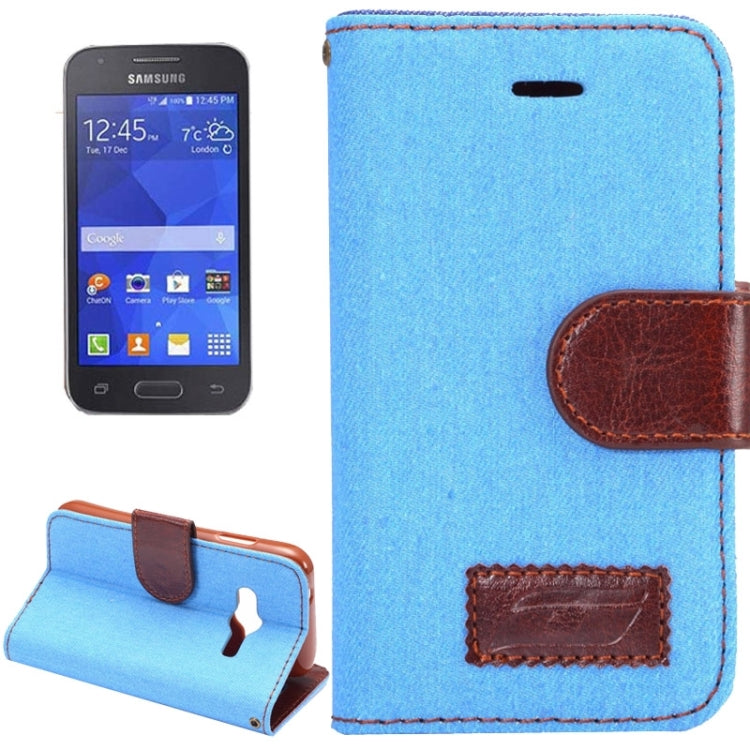Denim Cloth Leather Case with Holder and Card Slots for Galaxy Ace 4 / G313F(Blue)