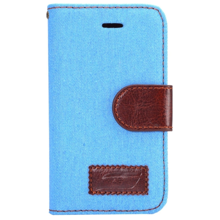 Denim Cloth Leather Case with Holder and Card Slots for Galaxy Ace 4 / G313F(Blue)