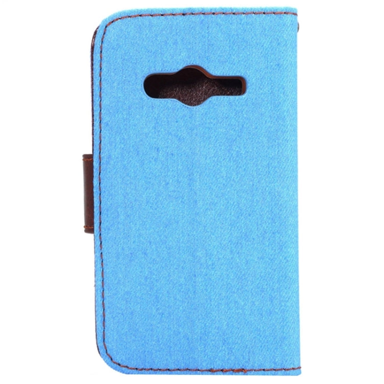 Denim Cloth Leather Case with Holder and Card Slots for Galaxy Ace 4 / G313F(Blue)