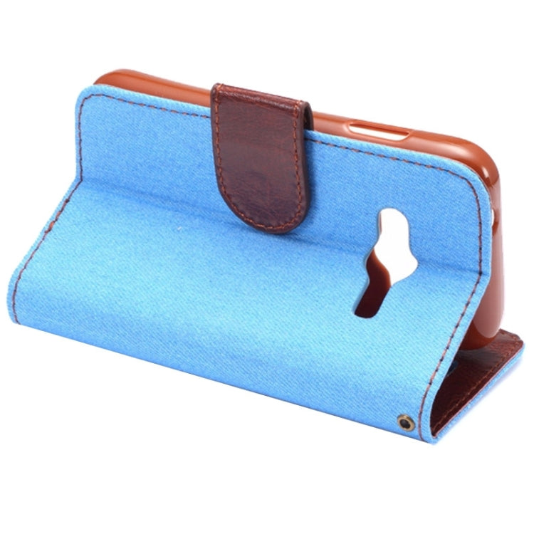 Denim Cloth Leather Case with Holder and Card Slots for Galaxy Ace 4 / G313F(Blue)