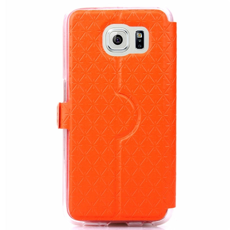 For Galaxy S6 / G920 Grid Design PU Leather Protective Case with Holder & Card Slots