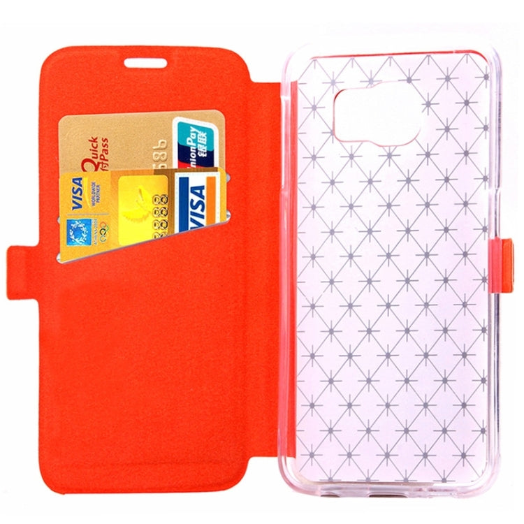 For Galaxy S6 / G920 Grid Design PU Leather Protective Case with Holder & Card Slots