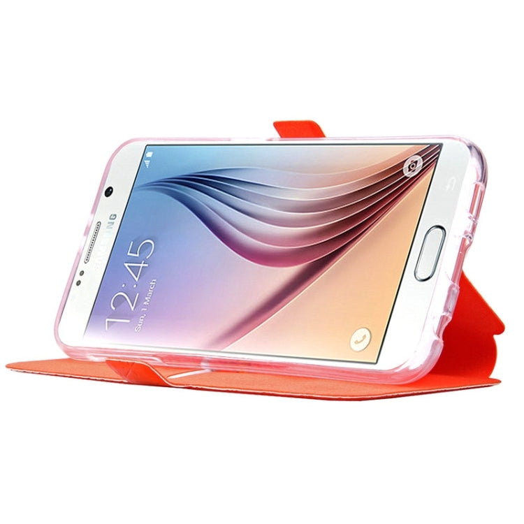 For Galaxy S6 / G920 Grid Design PU Leather Protective Case with Holder & Card Slots