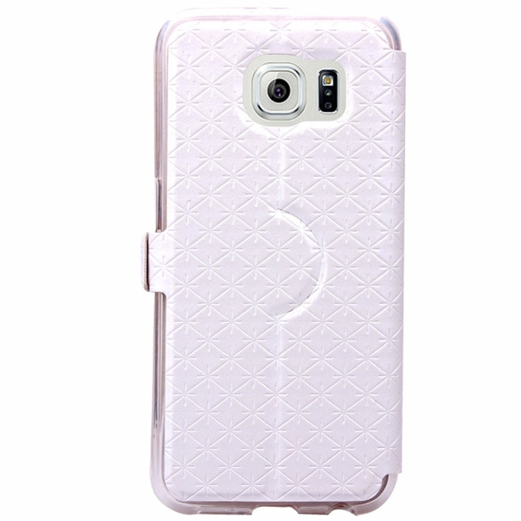 For Galaxy S6 / G920 Grid Design PU Leather Protective Case with Holder & Card Slots