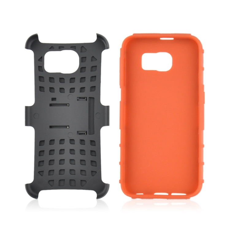 For Galaxy S6 2 in 1 Tyre Texture Back Cover Protective Case with Holder