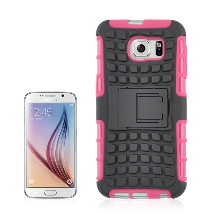 For Galaxy S6 2 in 1 Tyre Texture Back Cover Protective Case with Holder
