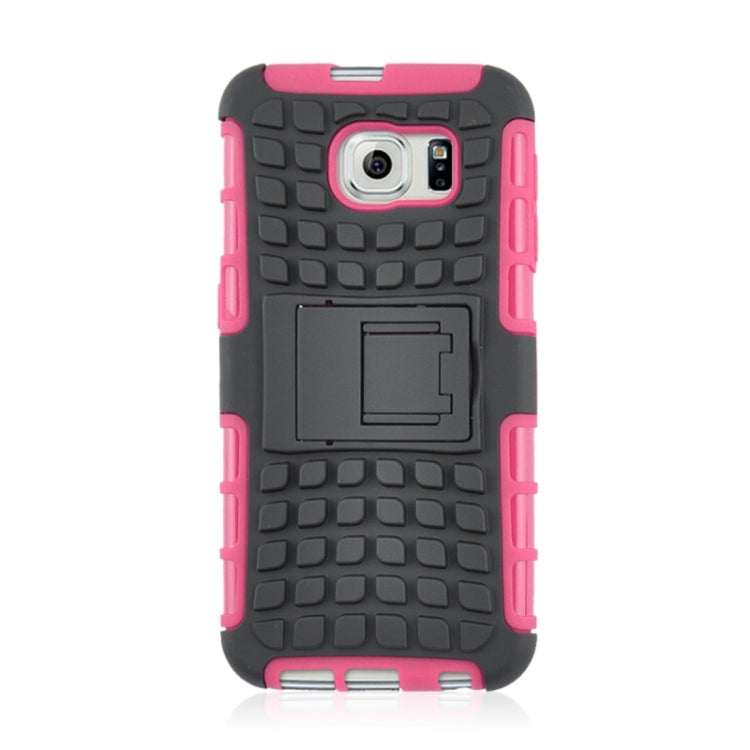 For Galaxy S6 2 in 1 Tyre Texture Back Cover Protective Case with Holder