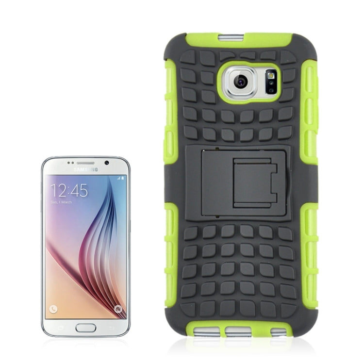 For Galaxy S6 2 in 1 Tyre Texture Back Cover Protective Case with Holder