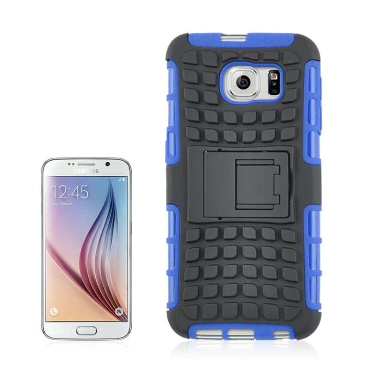 For Galaxy S6 2 in 1 Tyre Texture Back Cover Protective Case with Holder