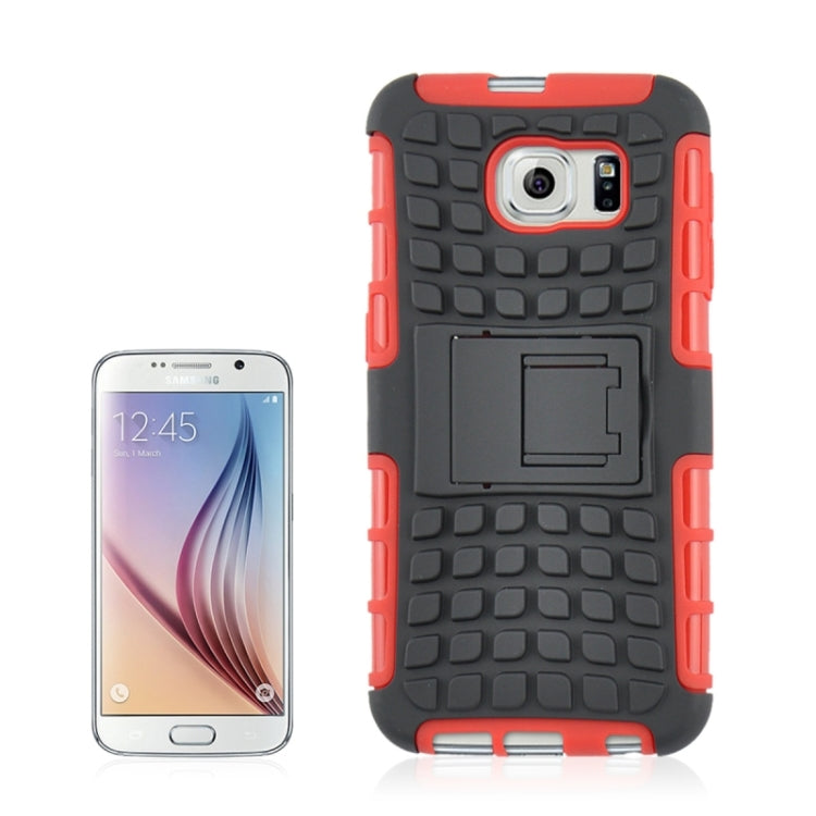 For Galaxy S6 2 in 1 Tyre Texture Back Cover Protective Case with Holder