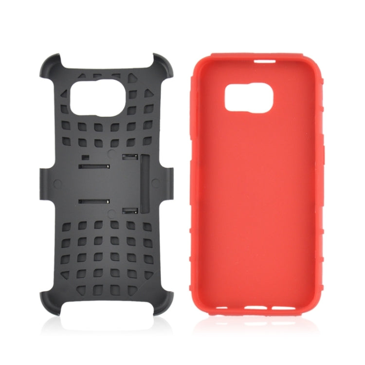 For Galaxy S6 2 in 1 Tyre Texture Back Cover Protective Case with Holder