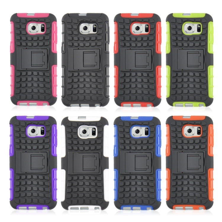 For Galaxy S6 2 in 1 Tyre Texture Back Cover Protective Case with Holder