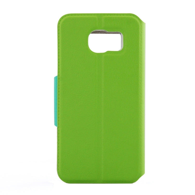 For Galaxy S6 Horizontal Flip Double Window Colorant Match TPU+Leather Case with Holder (Green)