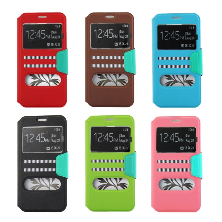 For Galaxy S6 Horizontal Flip Double Window Colorant Match TPU+Leather Case with Holder (Green)