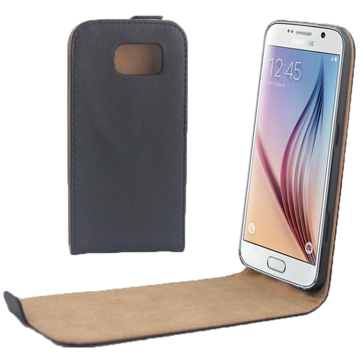 For Galaxy S6 / G920 Vertical Flip Magnetic Button Leather Case