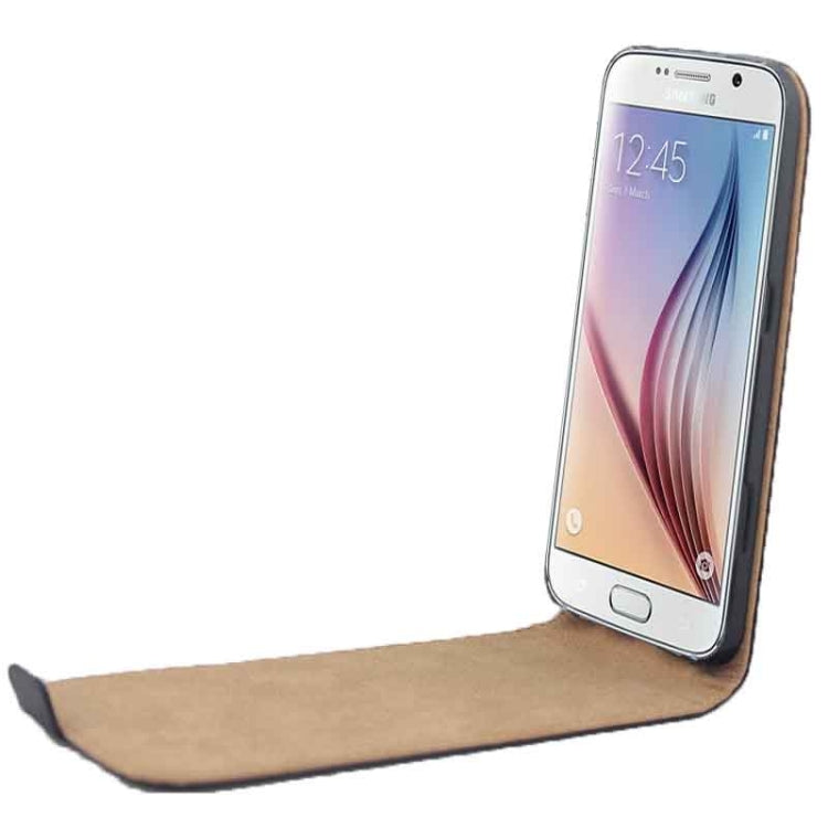 For Galaxy S6 / G920 Vertical Flip Magnetic Button Leather Case