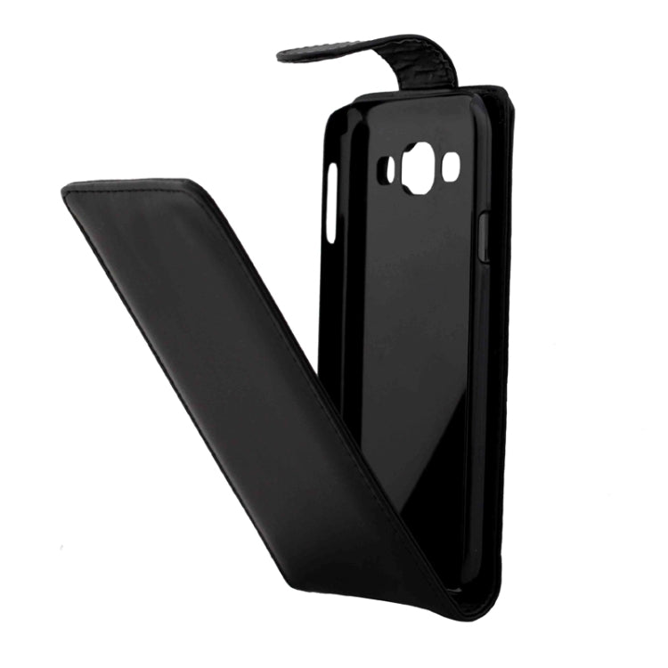 Vertical Flip Magnetic Button Leather Case for Galaxy E5 / E500