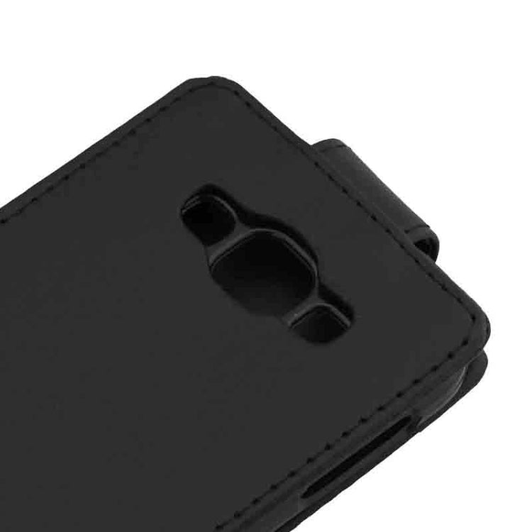 Vertical Flip Magnetic Button Leather Case for Galaxy E5 / E500