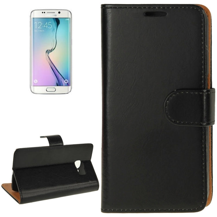For Galaxy S6 Edge Crazy Horse Texture Horizontal Flip Magnetic Buckle Leather Case with Card Slots & Wallet & Holder