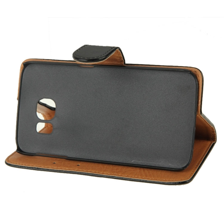 For Galaxy S6 Edge Crazy Horse Texture Horizontal Flip Magnetic Buckle Leather Case with Card Slots & Wallet & Holder