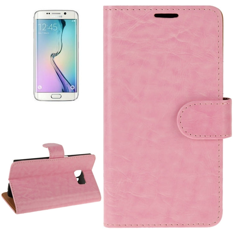For Galaxy S6 Edge Crazy Horse Texture Horizontal Flip Magnetic Buckle Leather Case with Card Slots & Wallet & Holder