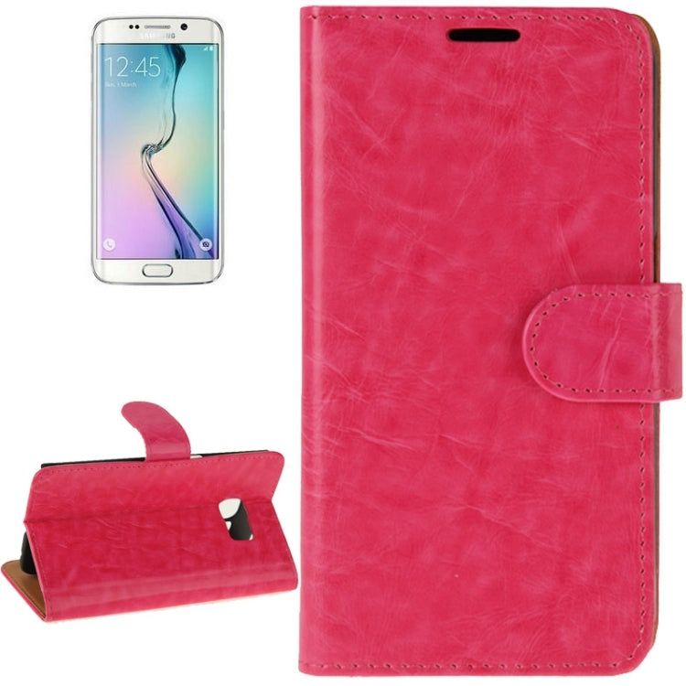 For Galaxy S6 Edge Crazy Horse Texture Horizontal Flip Magnetic Buckle Leather Case with Card Slots & Wallet & Holder