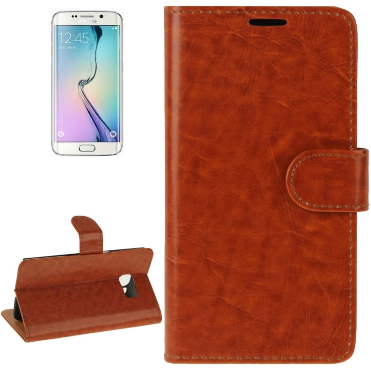 For Galaxy S6 Edge Crazy Horse Texture Horizontal Flip Magnetic Buckle Leather Case with Card Slots & Wallet & Holder