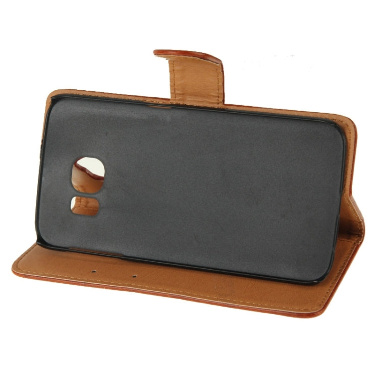 For Galaxy S6 Edge Crazy Horse Texture Horizontal Flip Magnetic Buckle Leather Case with Card Slots & Wallet & Holder
