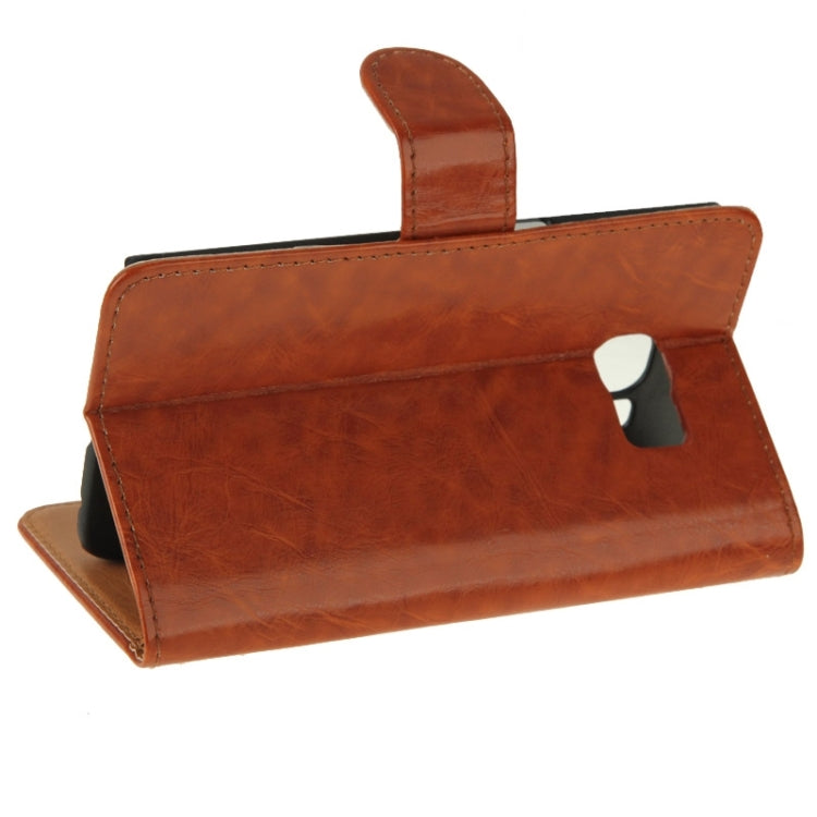 For Galaxy S6 Edge Crazy Horse Texture Horizontal Flip Magnetic Buckle Leather Case with Card Slots & Wallet & Holder