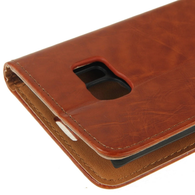 For Galaxy S6 Edge Crazy Horse Texture Horizontal Flip Magnetic Buckle Leather Case with Card Slots & Wallet & Holder