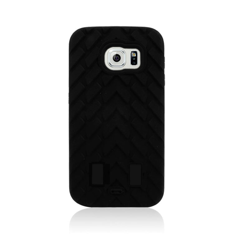 For Galaxy S6 Tyre Texture Screen Protector + Shockproof Silicone + Plastic Shell Combination Case