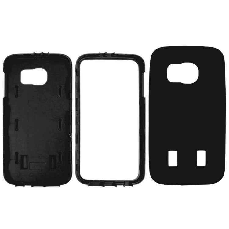 For Galaxy S6 Tyre Texture Screen Protector + Shockproof Silicone + Plastic Shell Combination Case