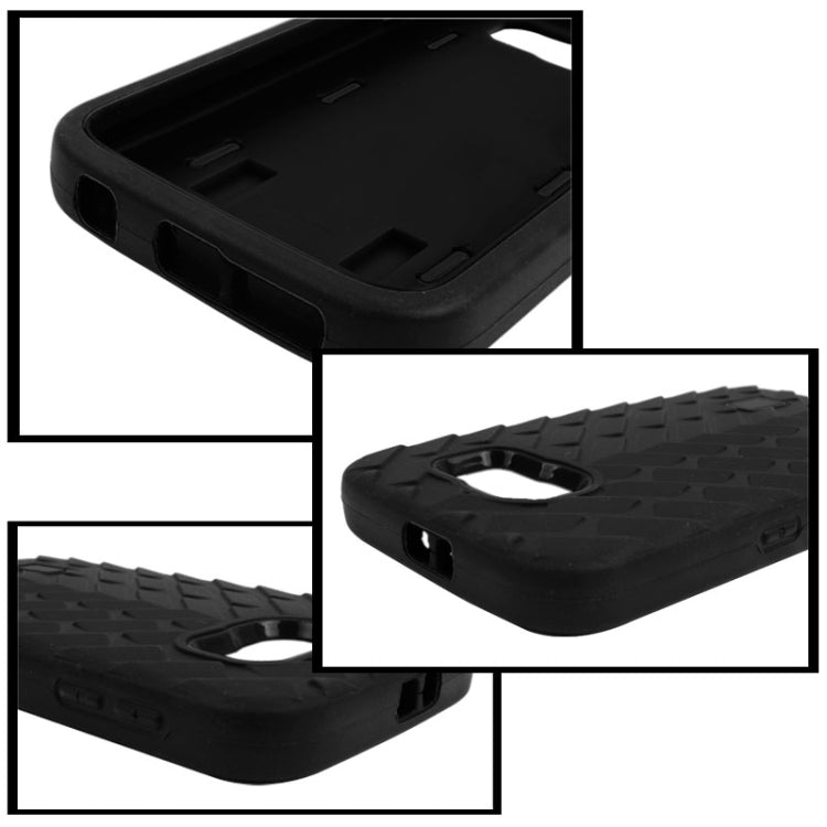 For Galaxy S6 Tyre Texture Screen Protector + Shockproof Silicone + Plastic Shell Combination Case
