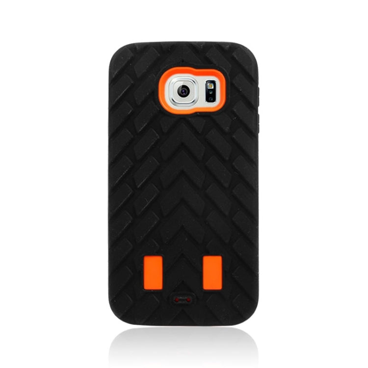 For Galaxy S6 Tyre Texture Screen Protector + Shockproof Silicone + Plastic Shell Combination Case