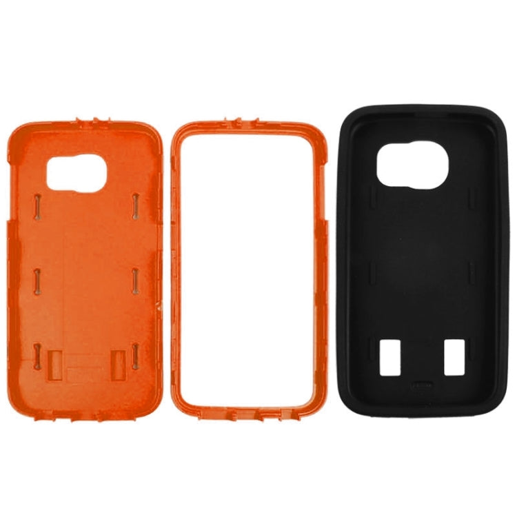 For Galaxy S6 Tyre Texture Screen Protector + Shockproof Silicone + Plastic Shell Combination Case