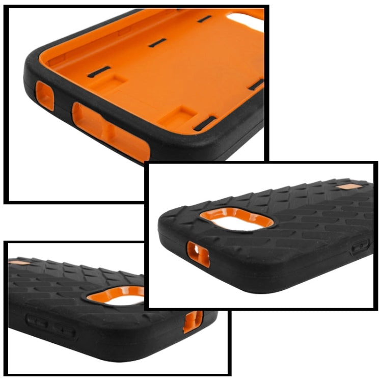 For Galaxy S6 Tyre Texture Screen Protector + Shockproof Silicone + Plastic Shell Combination Case