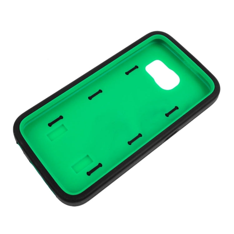 For Galaxy S6 Tyre Texture Screen Protector + Shockproof Silicone + Plastic Shell Combination Case