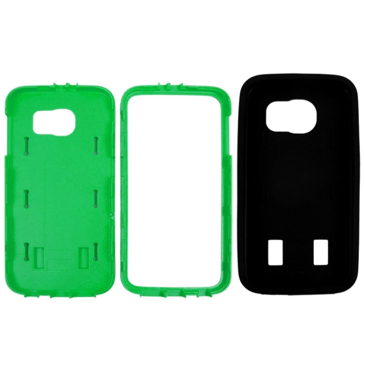 For Galaxy S6 Tyre Texture Screen Protector + Shockproof Silicone + Plastic Shell Combination Case