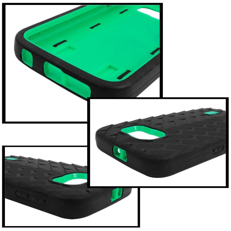 For Galaxy S6 Tyre Texture Screen Protector + Shockproof Silicone + Plastic Shell Combination Case