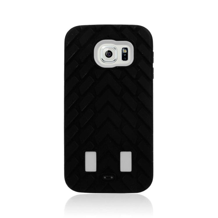 For Galaxy S6 Tyre Texture Screen Protector + Shockproof Silicone + Plastic Shell Combination Case