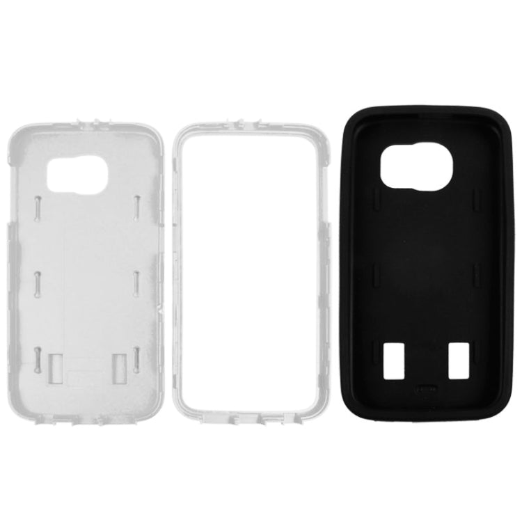 For Galaxy S6 Tyre Texture Screen Protector + Shockproof Silicone + Plastic Shell Combination Case