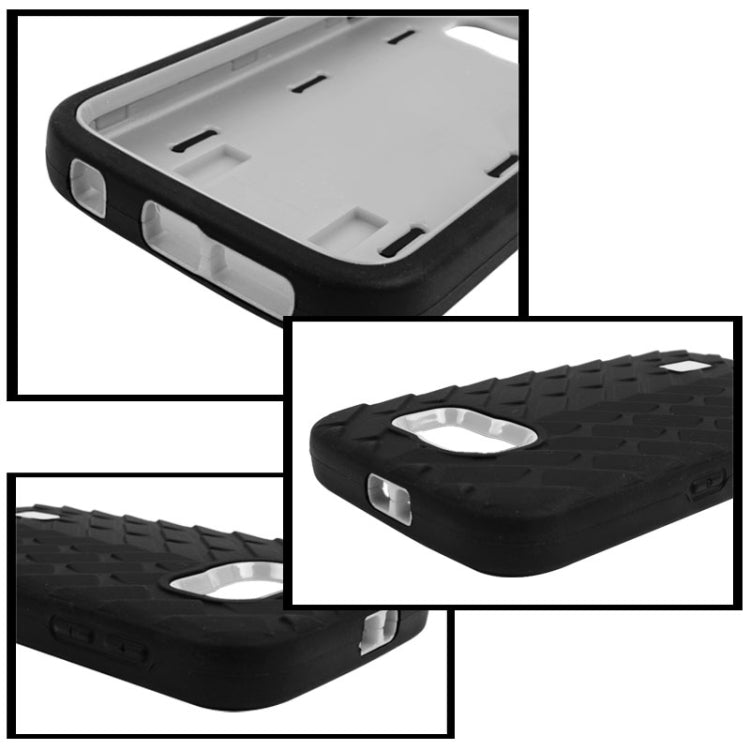 For Galaxy S6 Tyre Texture Screen Protector + Shockproof Silicone + Plastic Shell Combination Case