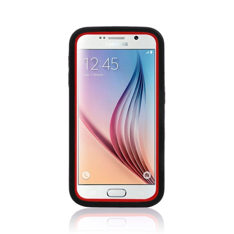 For Galaxy S6 Tyre Texture Screen Protector + Shockproof Silicone + Plastic Shell Combination Case