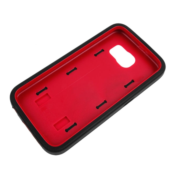 For Galaxy S6 Tyre Texture Screen Protector + Shockproof Silicone + Plastic Shell Combination Case