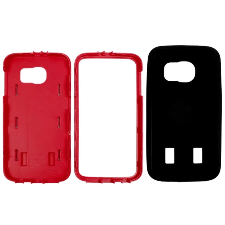 For Galaxy S6 Tyre Texture Screen Protector + Shockproof Silicone + Plastic Shell Combination Case
