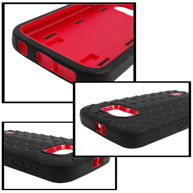 For Galaxy S6 Tyre Texture Screen Protector + Shockproof Silicone + Plastic Shell Combination Case