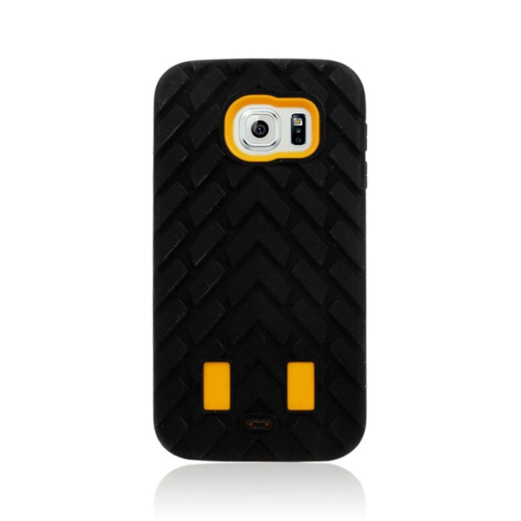 For Galaxy S6 Tyre Texture Screen Protector + Shockproof Silicone + Plastic Shell Combination Case