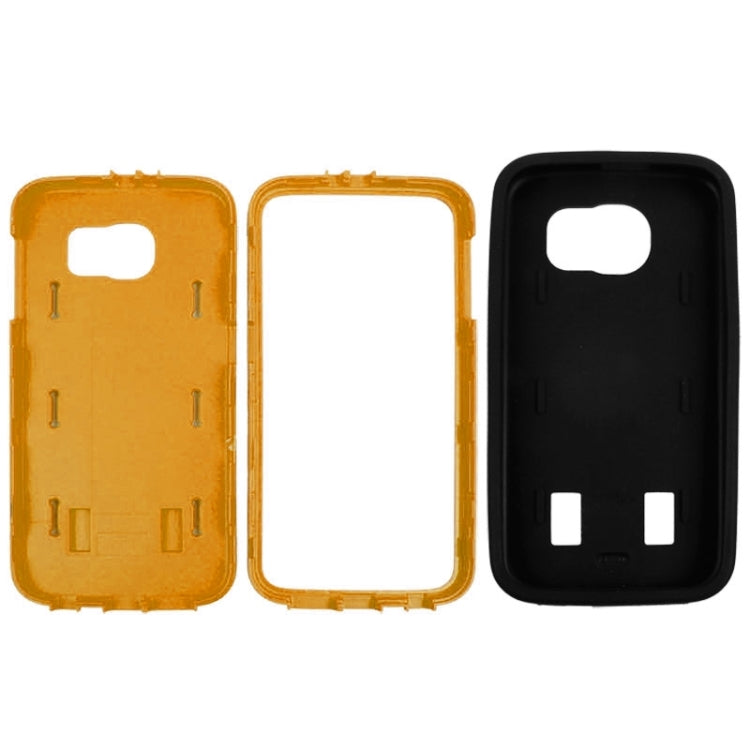 For Galaxy S6 Tyre Texture Screen Protector + Shockproof Silicone + Plastic Shell Combination Case